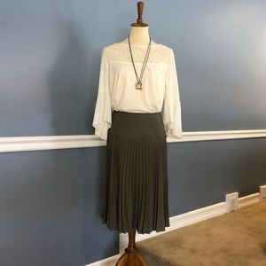 Army Green Pleated Skirt